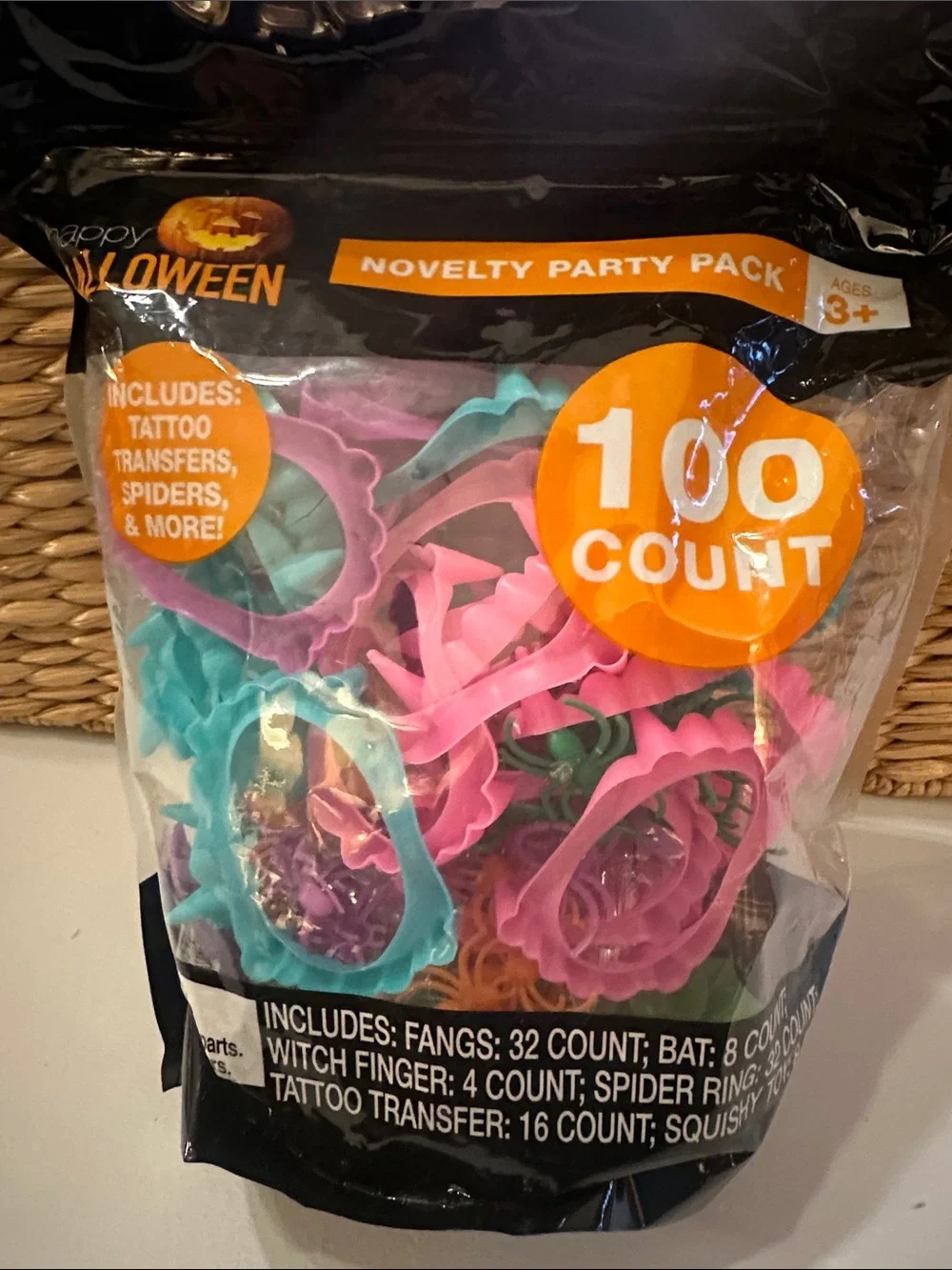 Halloween Novelty Party Pack - Pink, Teal, Yellow.  300 pieces in total!